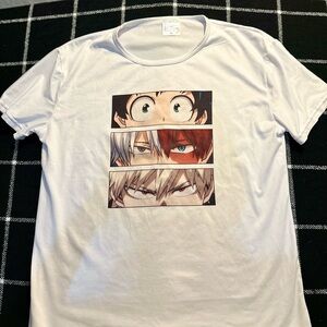 Black and White Short Sleeve Tee with Anime Art